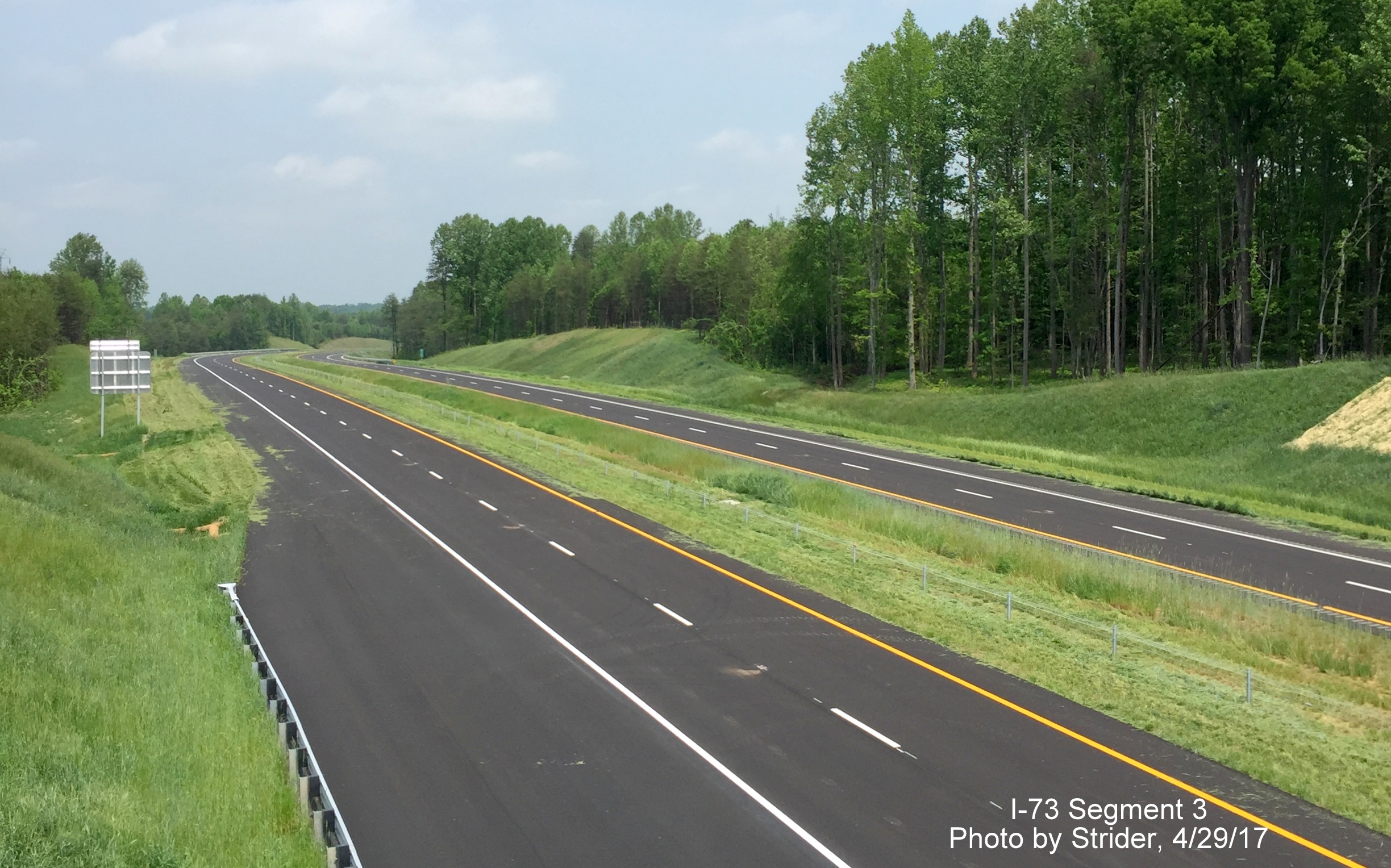 Image taken of view north of Alcorn Rd bridge of nearly completed Future I-73 roadway, by Strider