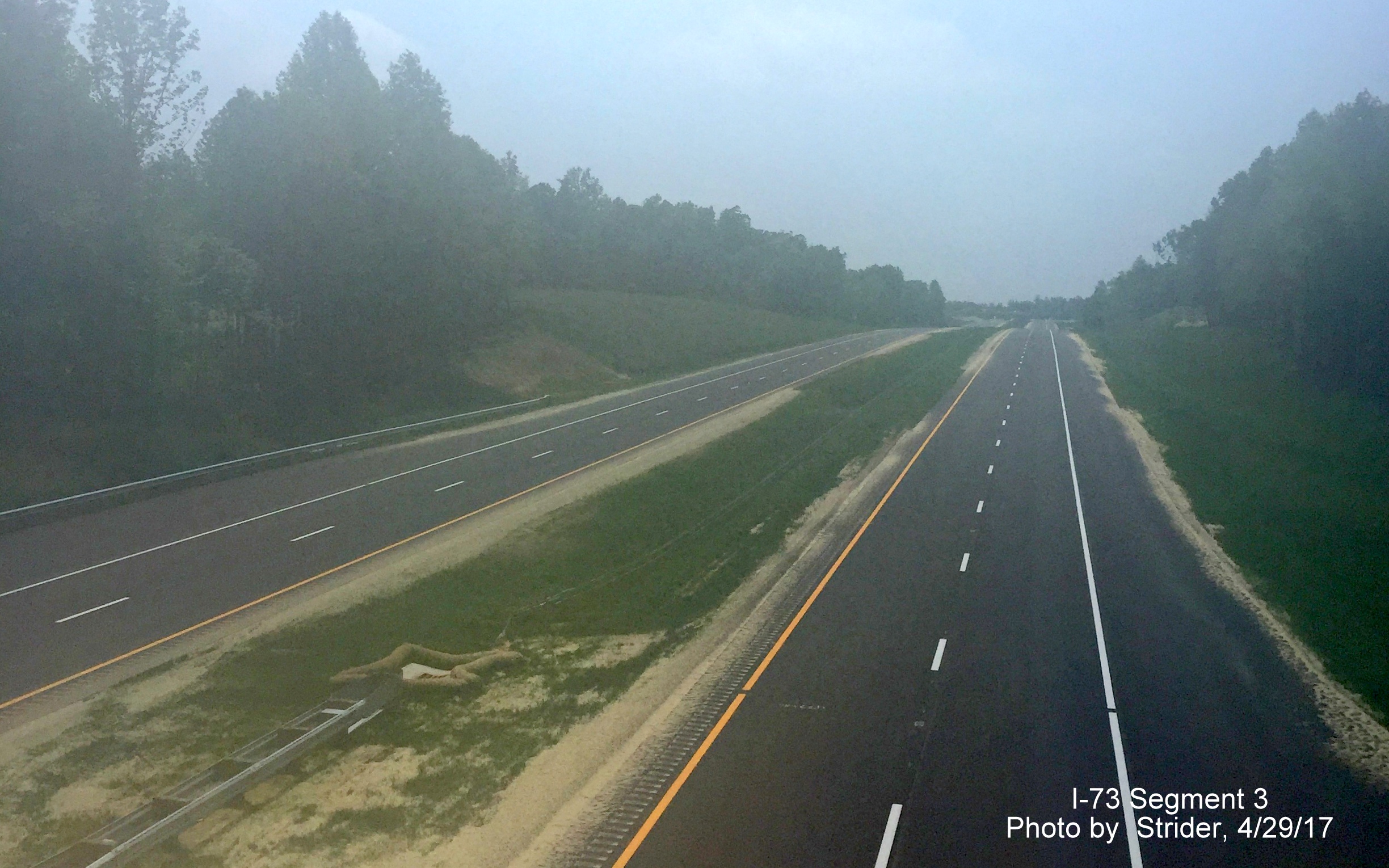 Image taken of view south of Deboe Rd bridge of nearly completed Future I-73 roadway, by Strider