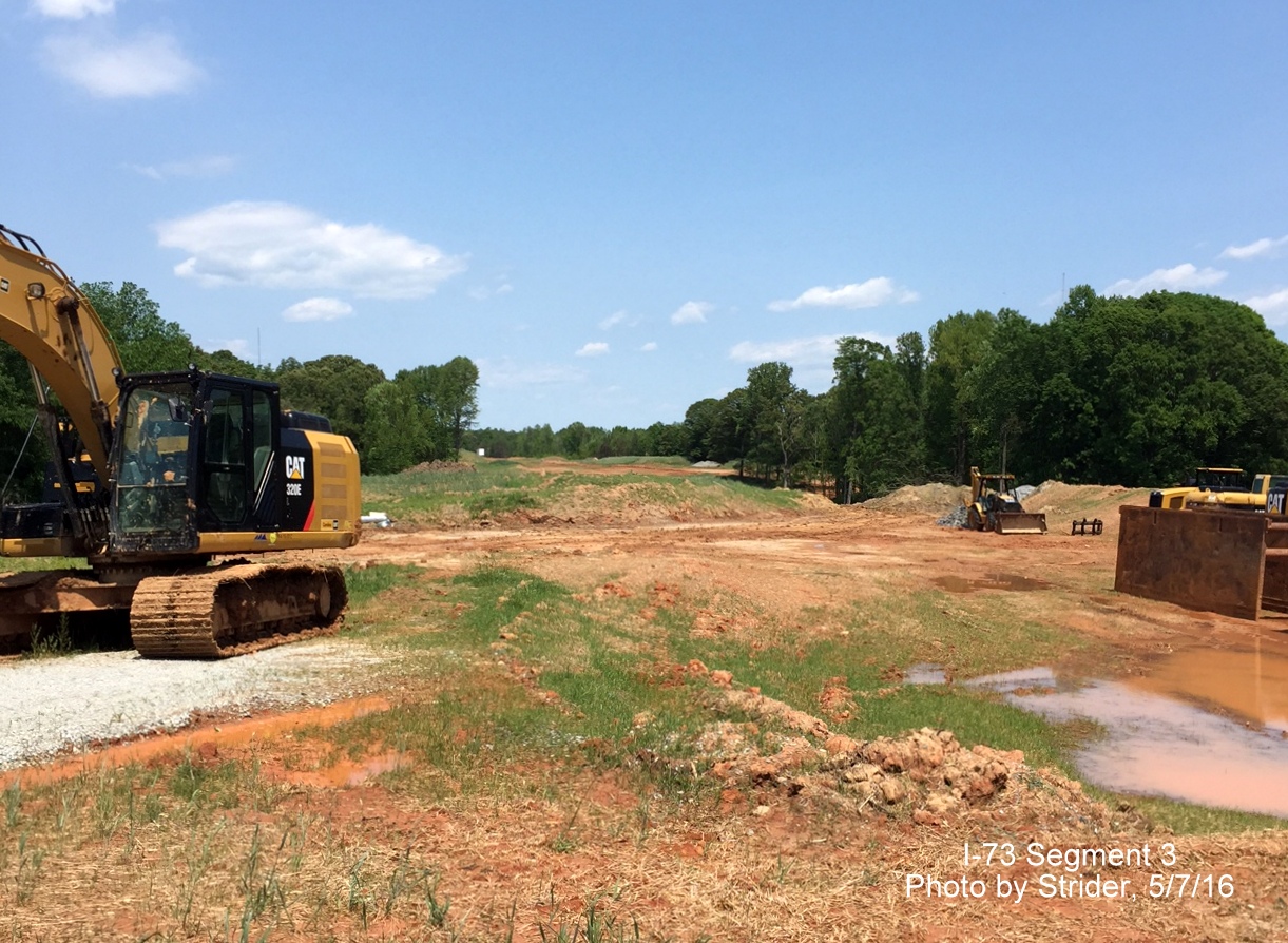 Image of I-73 roadbed under construction at Deboe Rd looking north, from Strider