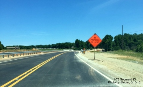 Image of newly completed Alcorn Rd bridge over future I-73 roadway, by Strider