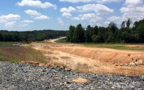 Image looking north along I-73 construction zone at Brookbank Rd in Guilford County, photo by Strider