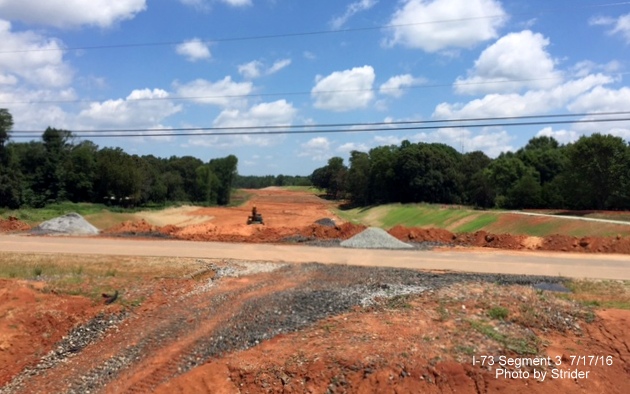 Image from new Deboe Rd bridge of I-73 construction in Rockingham County, photo by Strider