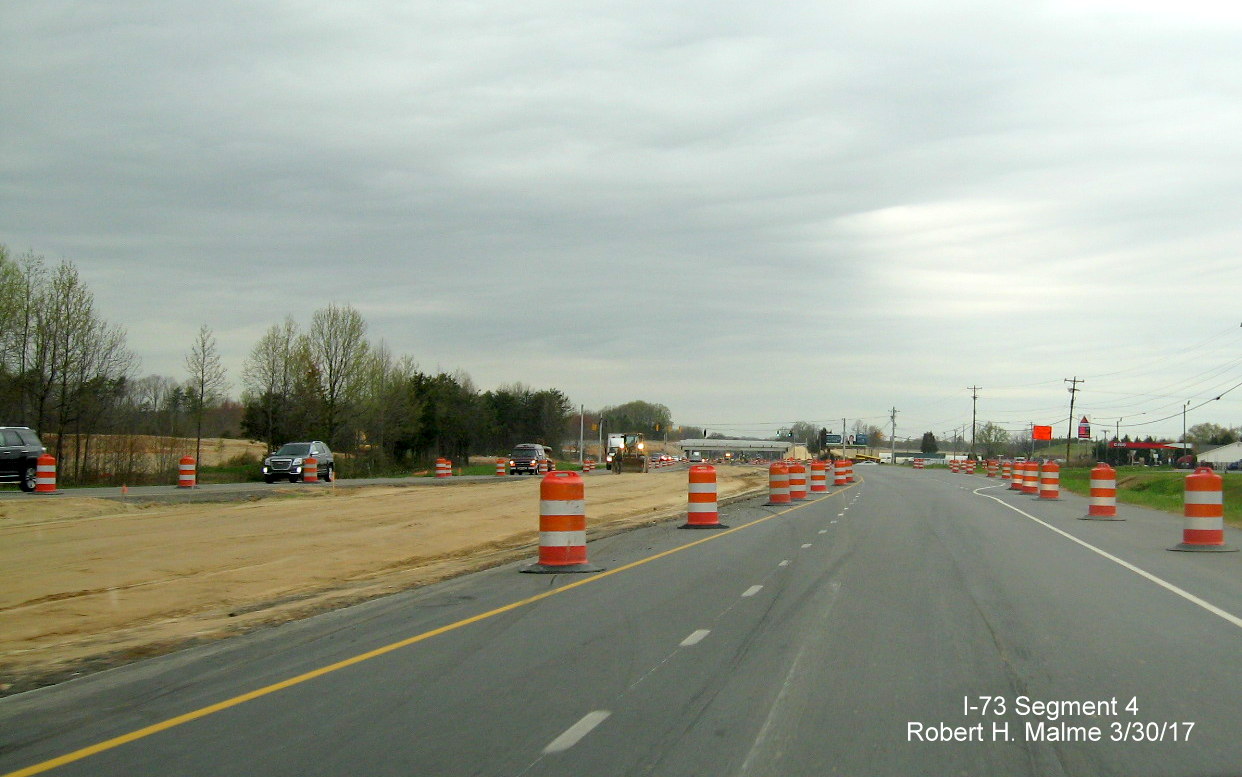 Image showing view along NC 68 North past intersection of Pleasant Ridge Rd, showing widening of NC 68 in Greensboro