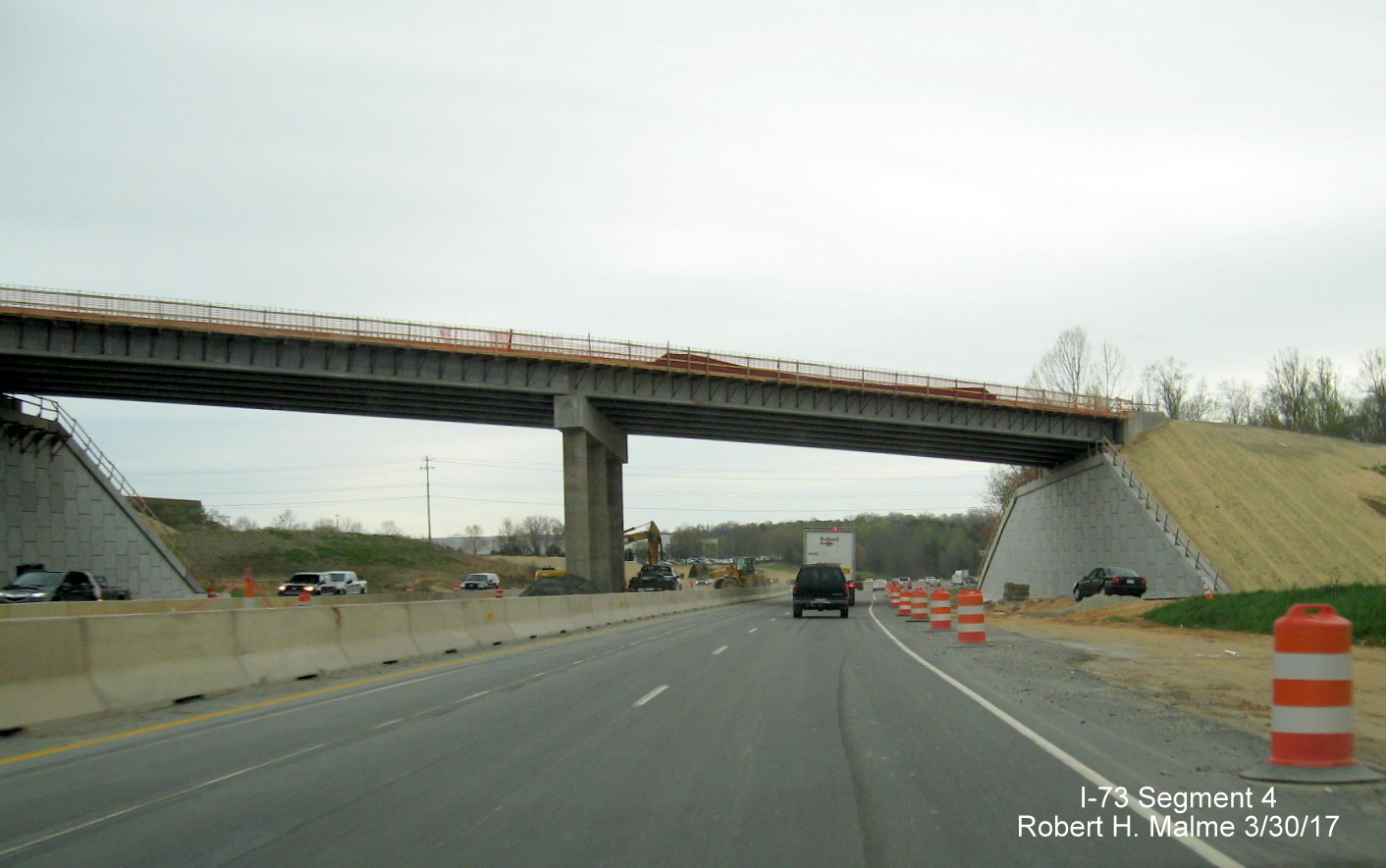 Image showing construction of I-73 NC 68 South Exit bridge from NC 68 South in Greensboro
