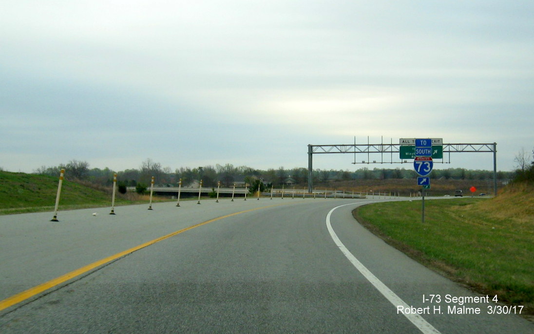 Image showing I-73 trailblazer at interchange ramp to Greensboro Urban Loop from Bryan Blvd East in Greensboro