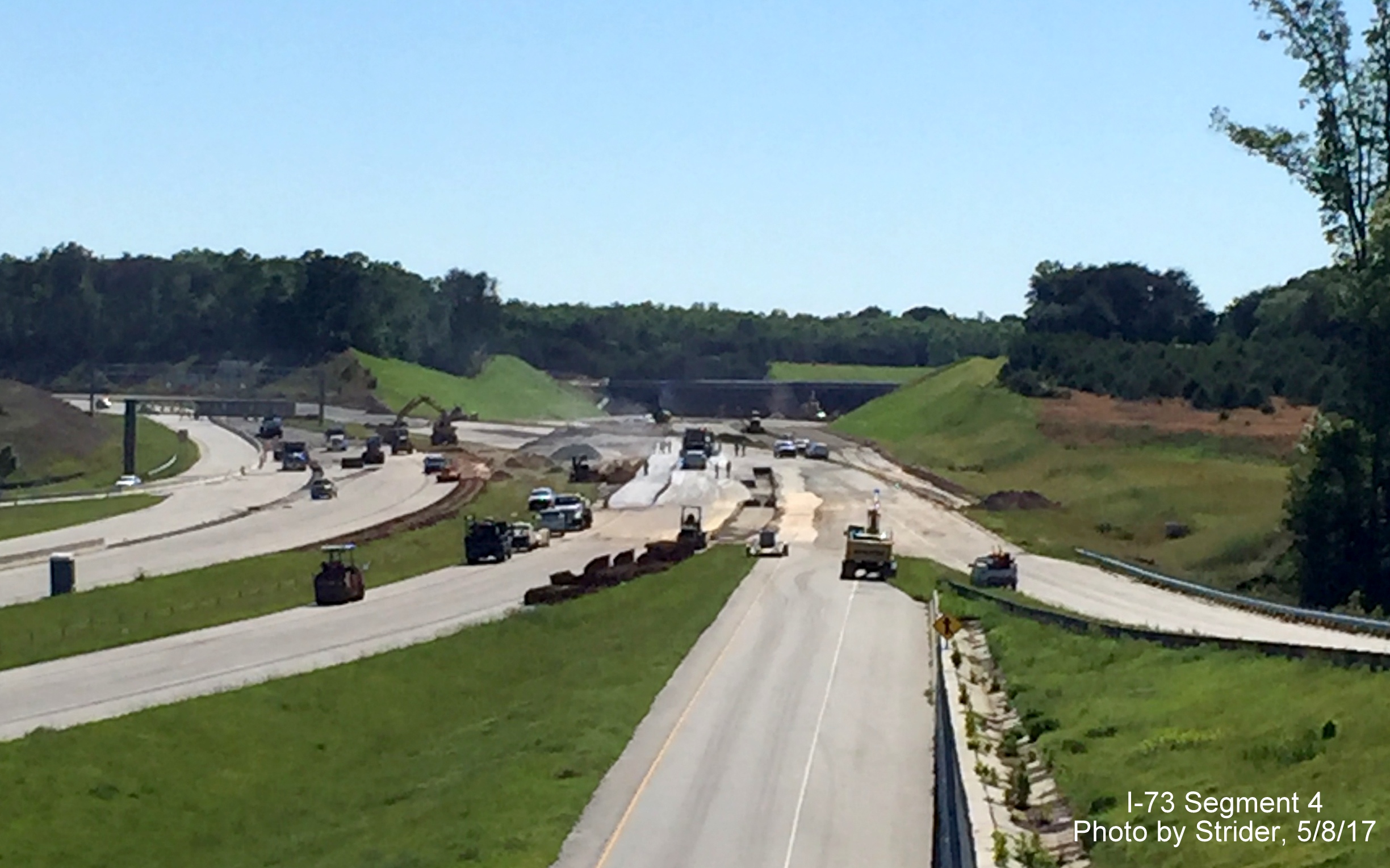 Image taken of construction on Bryan Blvd near PTI Airport to connect to future I-73 roadway to NC 68, from Strider