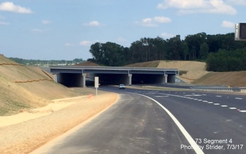 Image of view taken looking back at PTI Airport Taxiway Bridge over I-73 North in Greensboro, by Strider