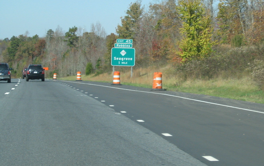 Photo of exit signage along Interstates 73 and 74 south of Asheboro, 
July 2009