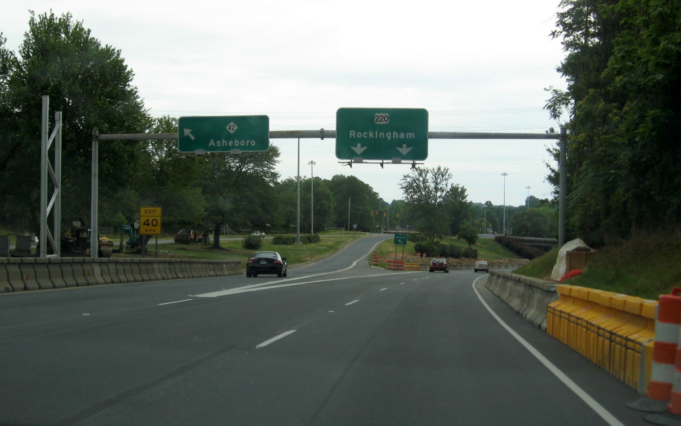 Photo of road construction on US 220 near NC 42 exit in Asheboro