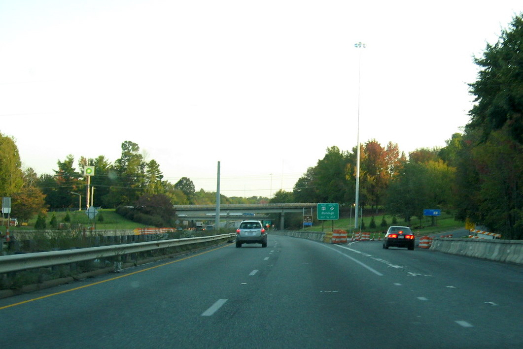 Photo of overhead sign supports for future US 64/NC 49 Exit sign in 
Asheboro