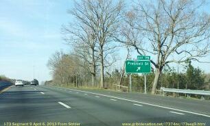 Photo of exit sign for Presnell Street on I-73, US 220 North/I-74 West in 
Asheboro, Apr 2013