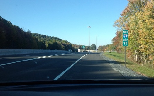 Image of I-73 Milemarker 75 in Asheboro, from J.C. Austin