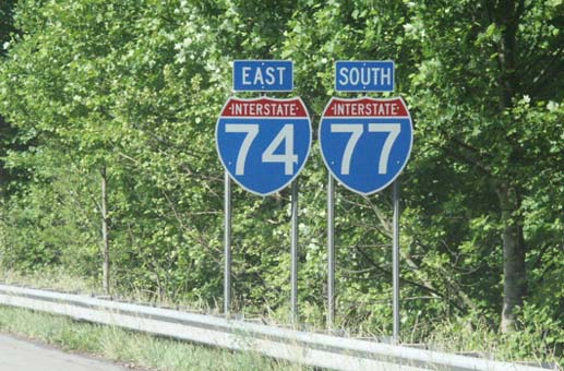Photo of I-74/I-77 Shields (courtesy of H.B. Elkins)
