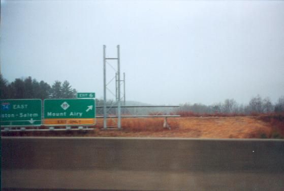 Photo of signs for Exit 6 (NC 89) awaiting installation in 1998, Courtesy of
Adam Prince