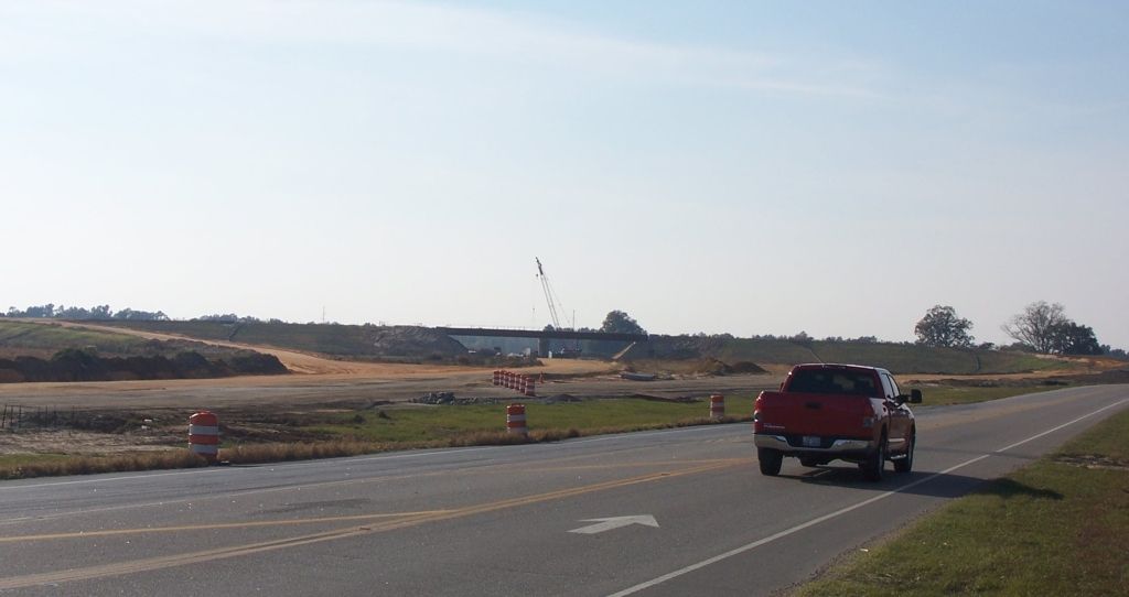 Photo showing progress constructing the I-74/US 74 interchange from the then
US 74 roadway in Nov. 2007, courtesy of Rodney Gardner