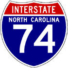 Image of NC I-74 shield, from Shields Up!