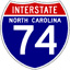 Image of NC I-74 shield, courtesy of Shields Up!