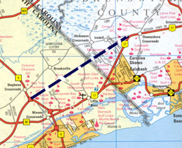 Map of area surrounding Carolina Bays 
			Parkway Extension, Segment 19