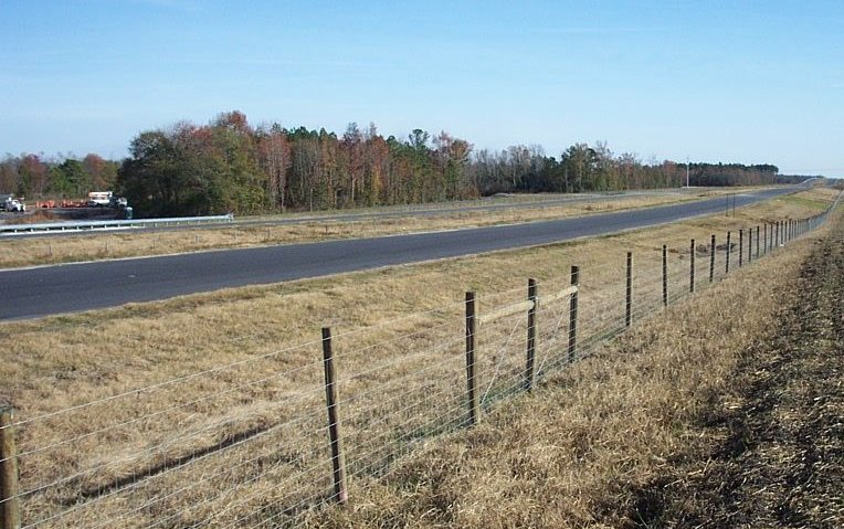 Photo from existing end of I-74 looking east along unopened roadway, Nov.
2007