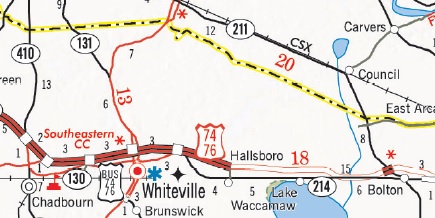 Portion of 2017-18 NCDOT State Transporation Map showing I-74 Segment 18