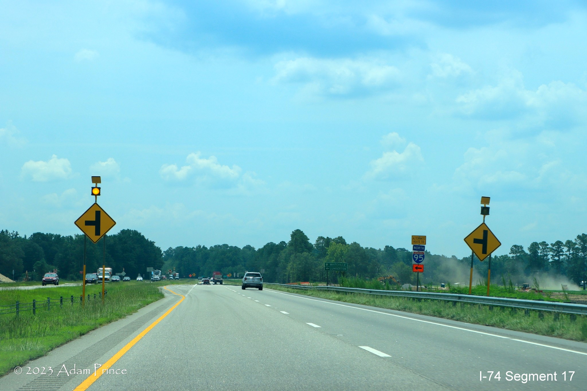 Image on US 74 East at West NC 72 intersection of the NC 72/NC 130 interchange under construction, 
        Adam Prince, July 2023