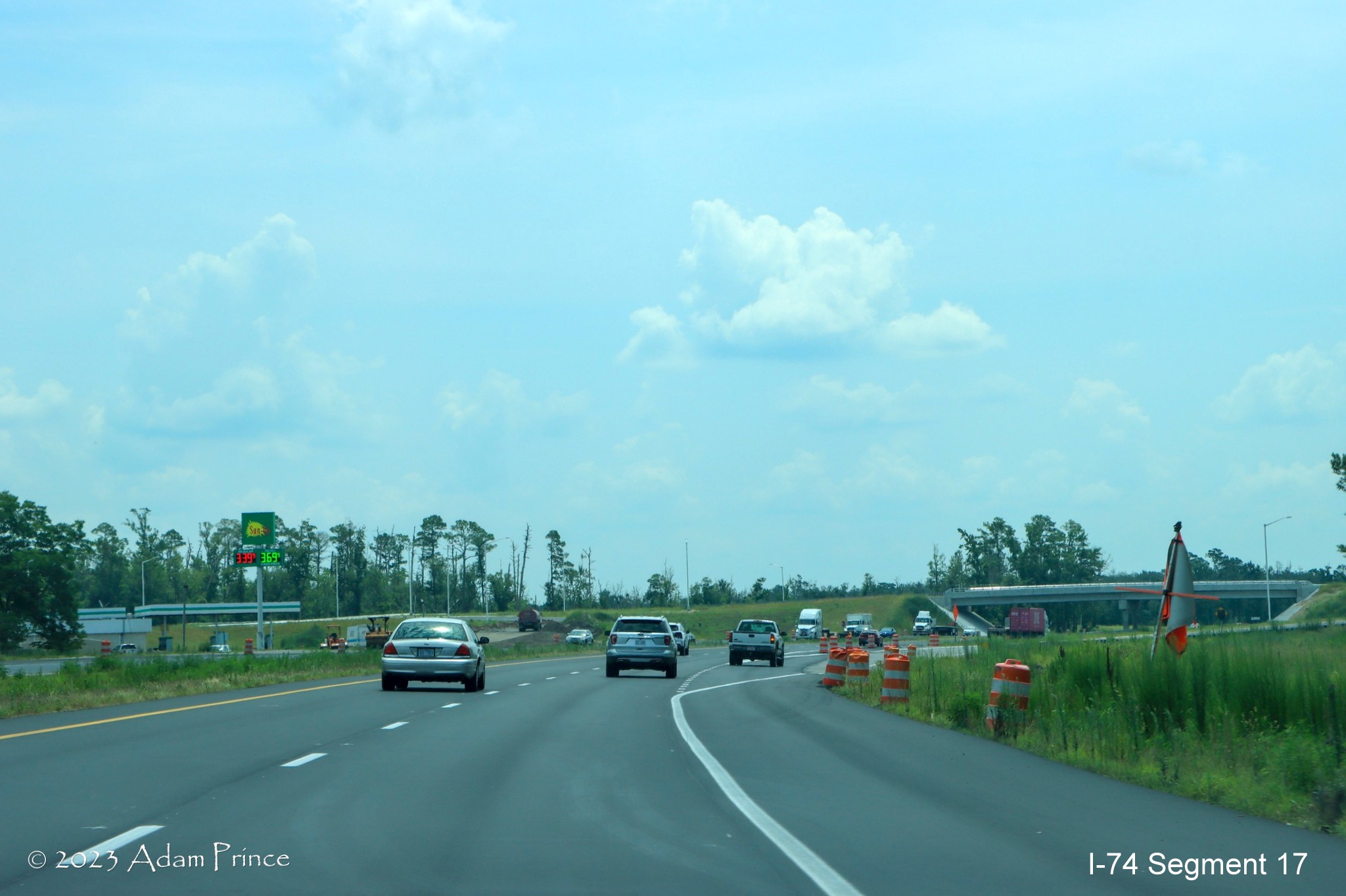 Image of approaching open ramp in the Old Boardman Road interchange construction zone, 
        Adam Prince, July 2023