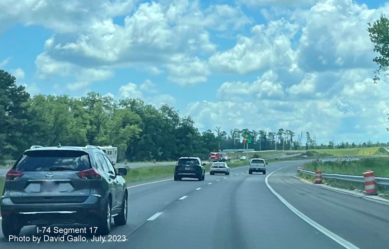 Image of US 74/NC 130 East lanes prior to new Boardman interchange, by David Gallo, 
        July 2023