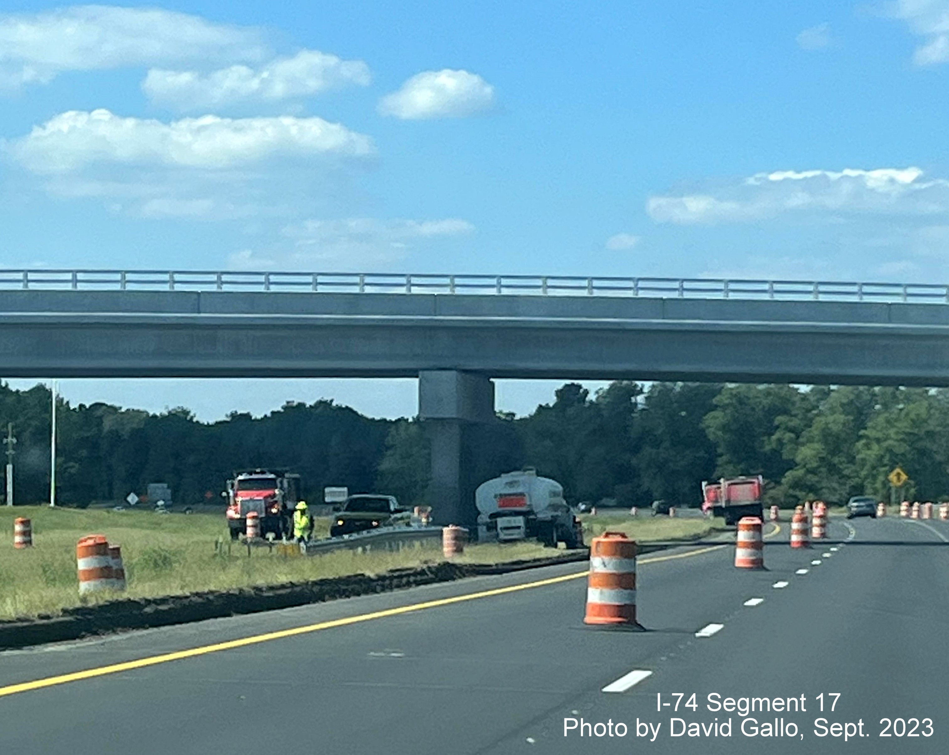 Image of completed bridge for Boardman exit on US 74/NC 130 (Future I-74) West, 
       David Gallo, September 2023
