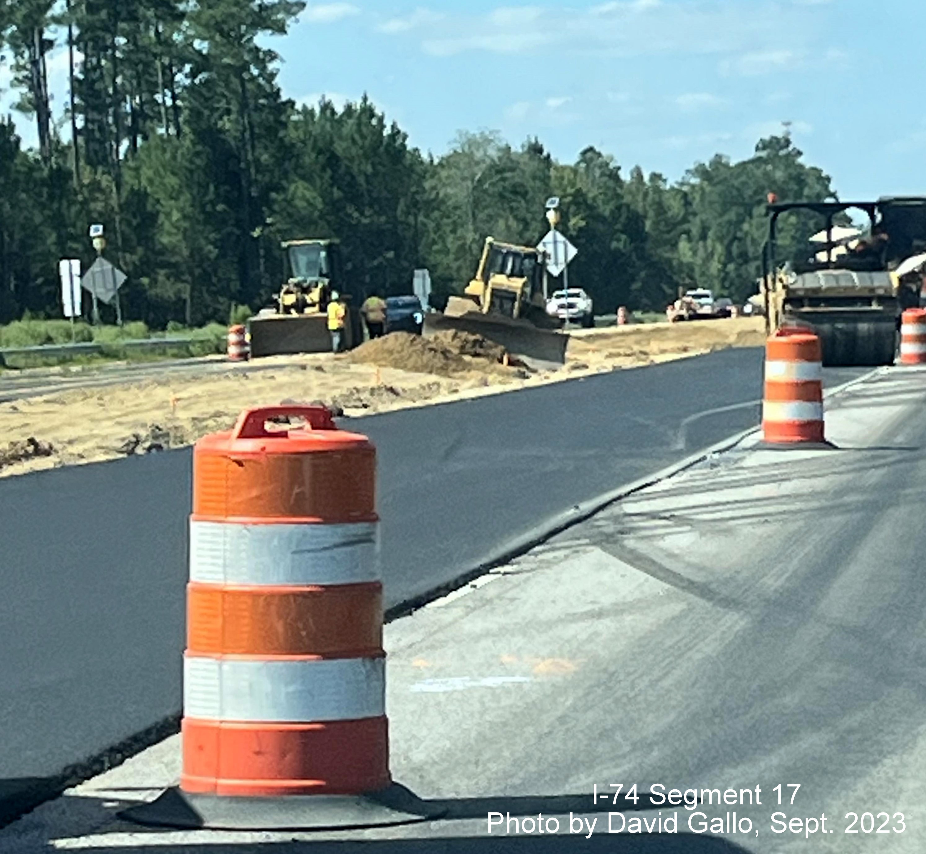 Image approaching NC 130 West interchange on US 74 (Future I-74) West, 
       David Gallo, September 2023