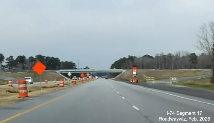 Image approaching future NC 72/130 West interchange on US 74 (Future I-74) West in
Robeson County, Google Maps Street View, February 2026