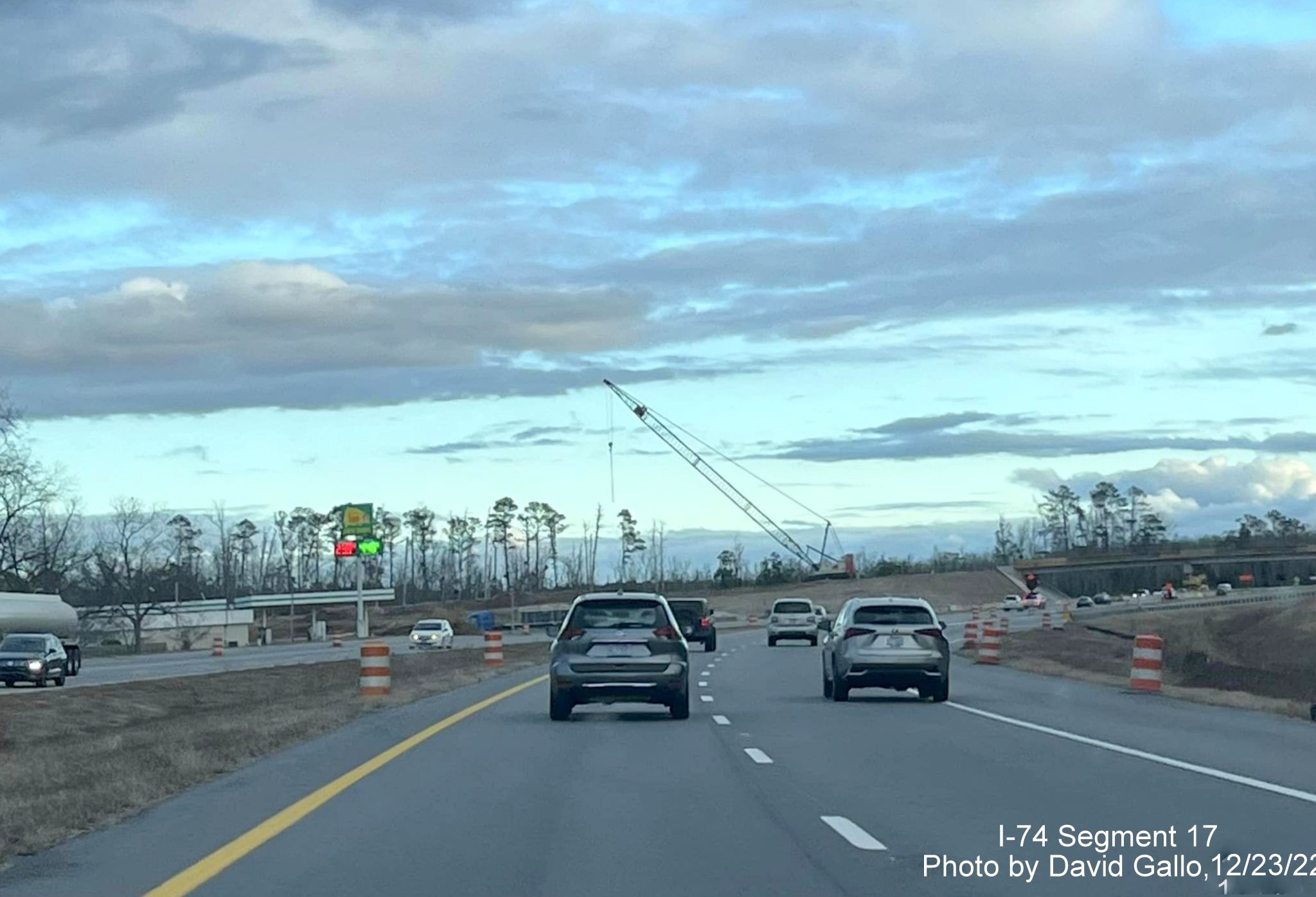 Image of construction ongoing for Boardman interchange on US 74 East, by David Gallo, 
        December 2022