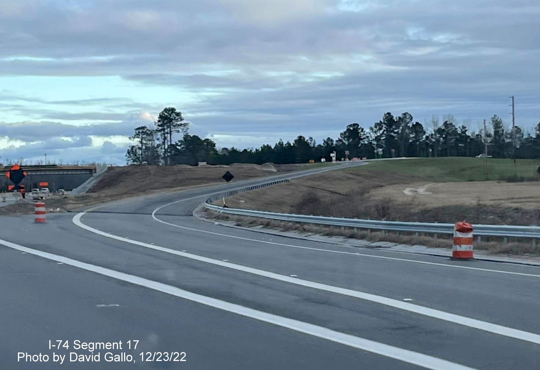 Image of open off-ramp for Boardman interchange on US 74 East, by David Gallo, 
        December 2022
