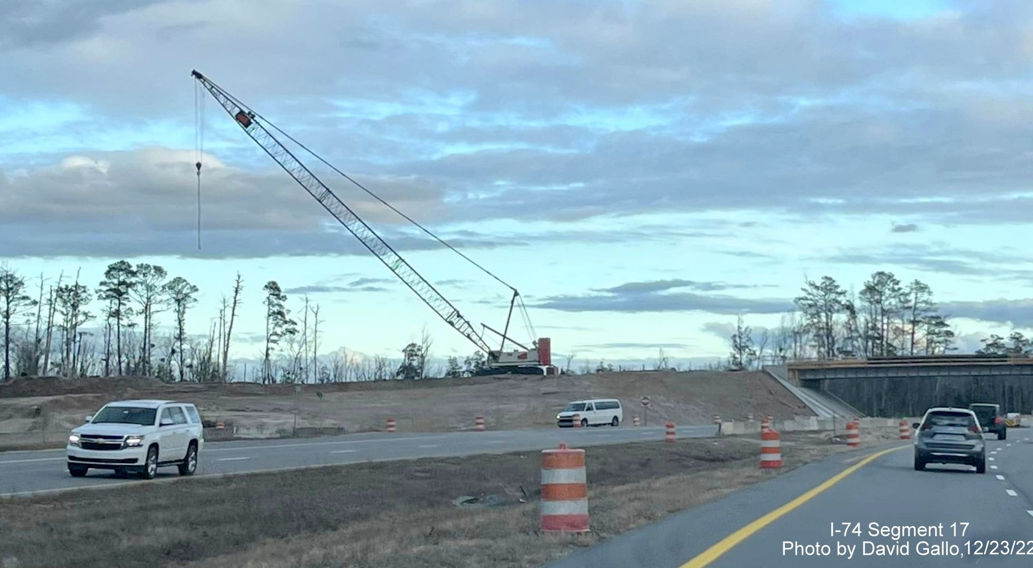 Image of bridge construction for Boardman interchange project on US 74 East, by David Gallo, 
        December 2022
