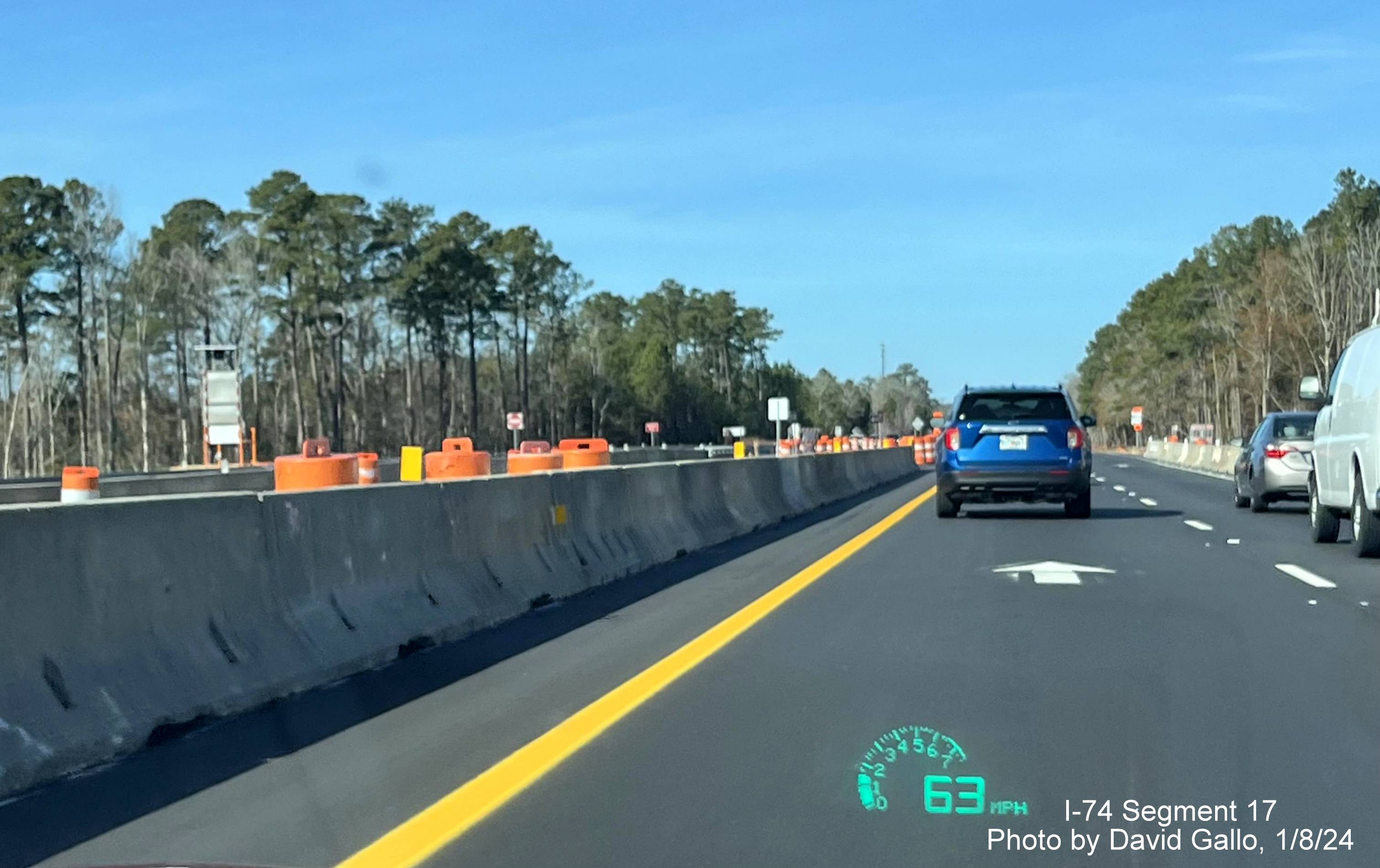 Image of NC 72 intersection construction from US 74 (Future I-74) West in Robeson County, by David Gallo, 
       January 2024
