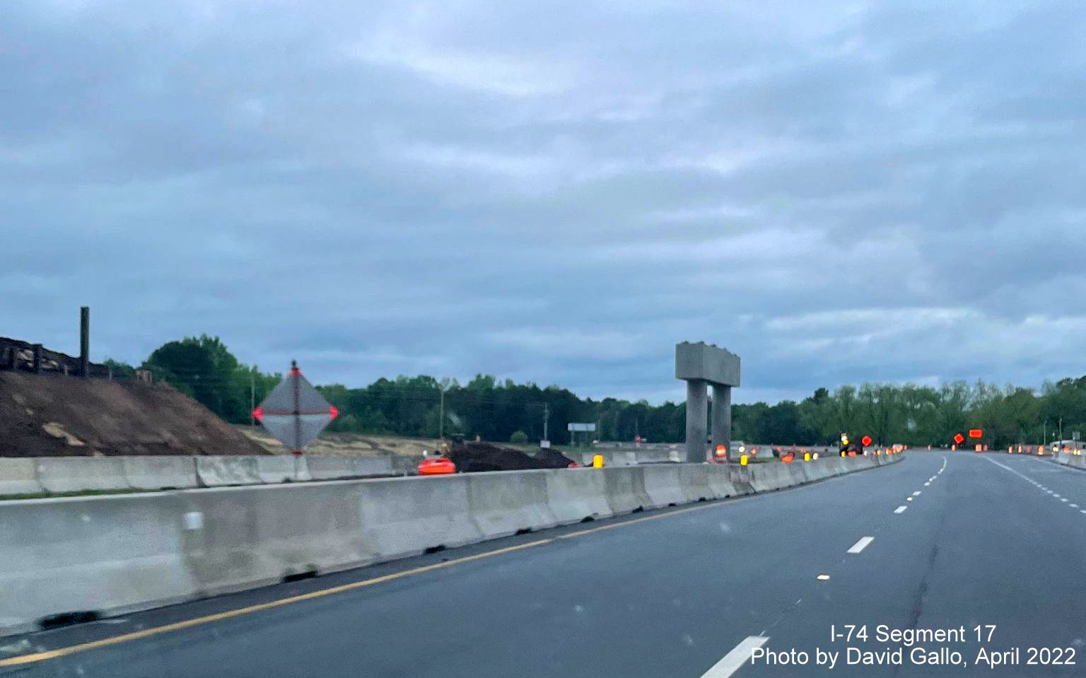 Image of completed support for future bridge over US 74 (Future I-74) West as part of Boardman
        interchange project, by David Gallo, April 2022