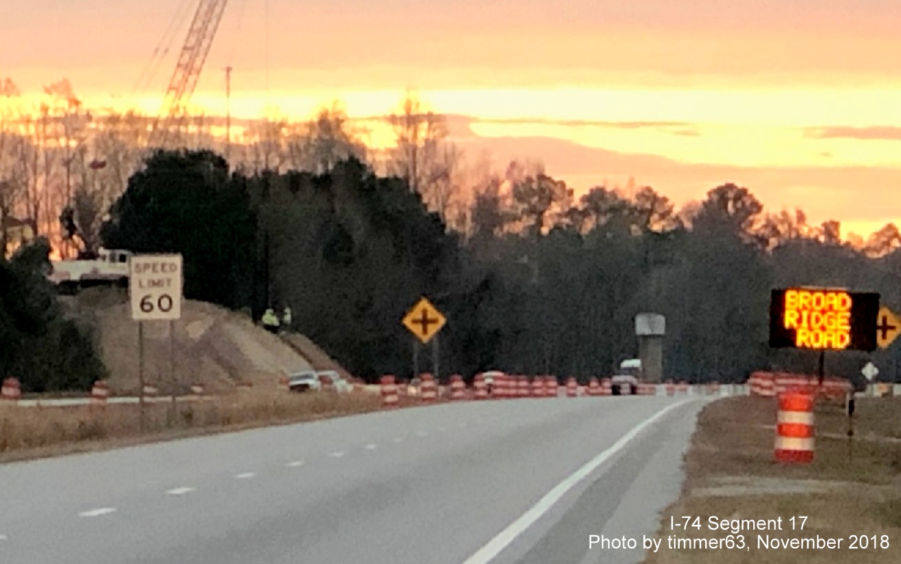 Image of future bridge construction at site of interchange with Broadridge Road from US 74 East, by timmer63
