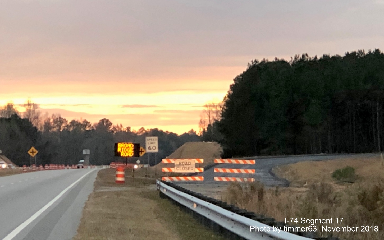 Image of future ramp to Broadridge road blocked off from US 74 traffic, by timmer63