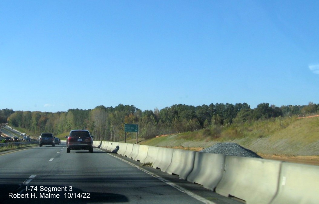 Image of widening of US 52 North lanes in anticipation of completion of I-74/Winston
	  -Salem Northern Beltway interchange project in Rural Hall, October 2022