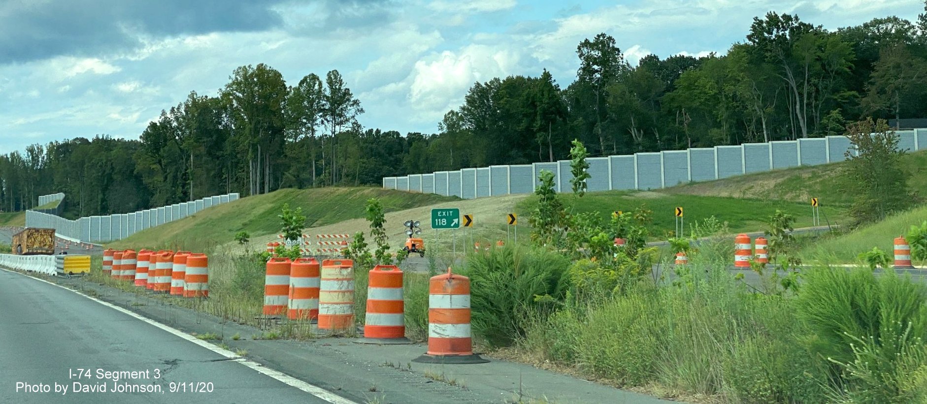 Image of future I-74 Winston Salem Northern Beltway interchange 
	  construction from US 52 North, by David Johnson September 2020