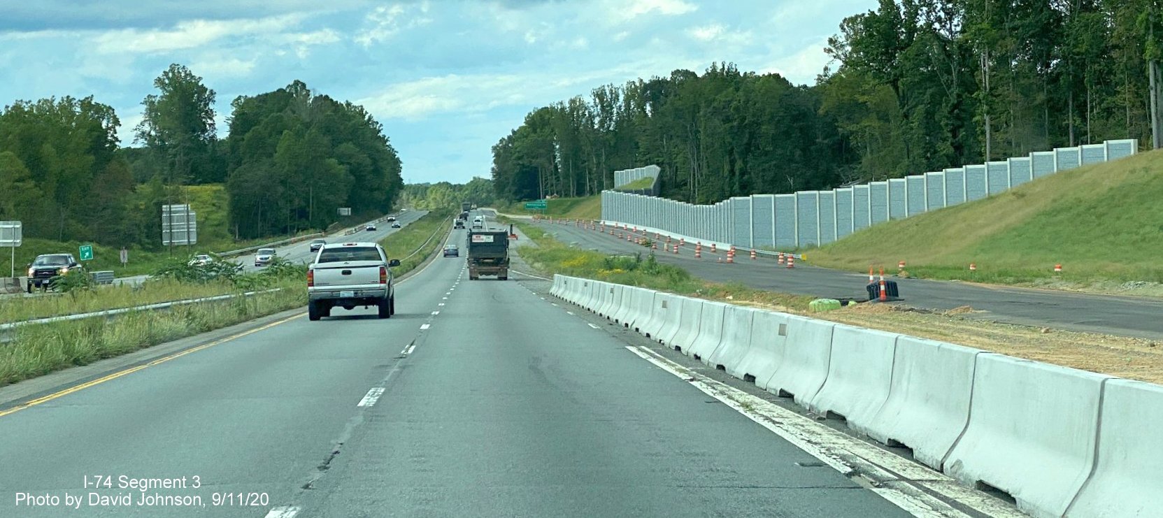 Image of future I-74 West ramp from Winston Salem Northern Beltway merging onto US 52 North, by 
	  David Johnson September 2020