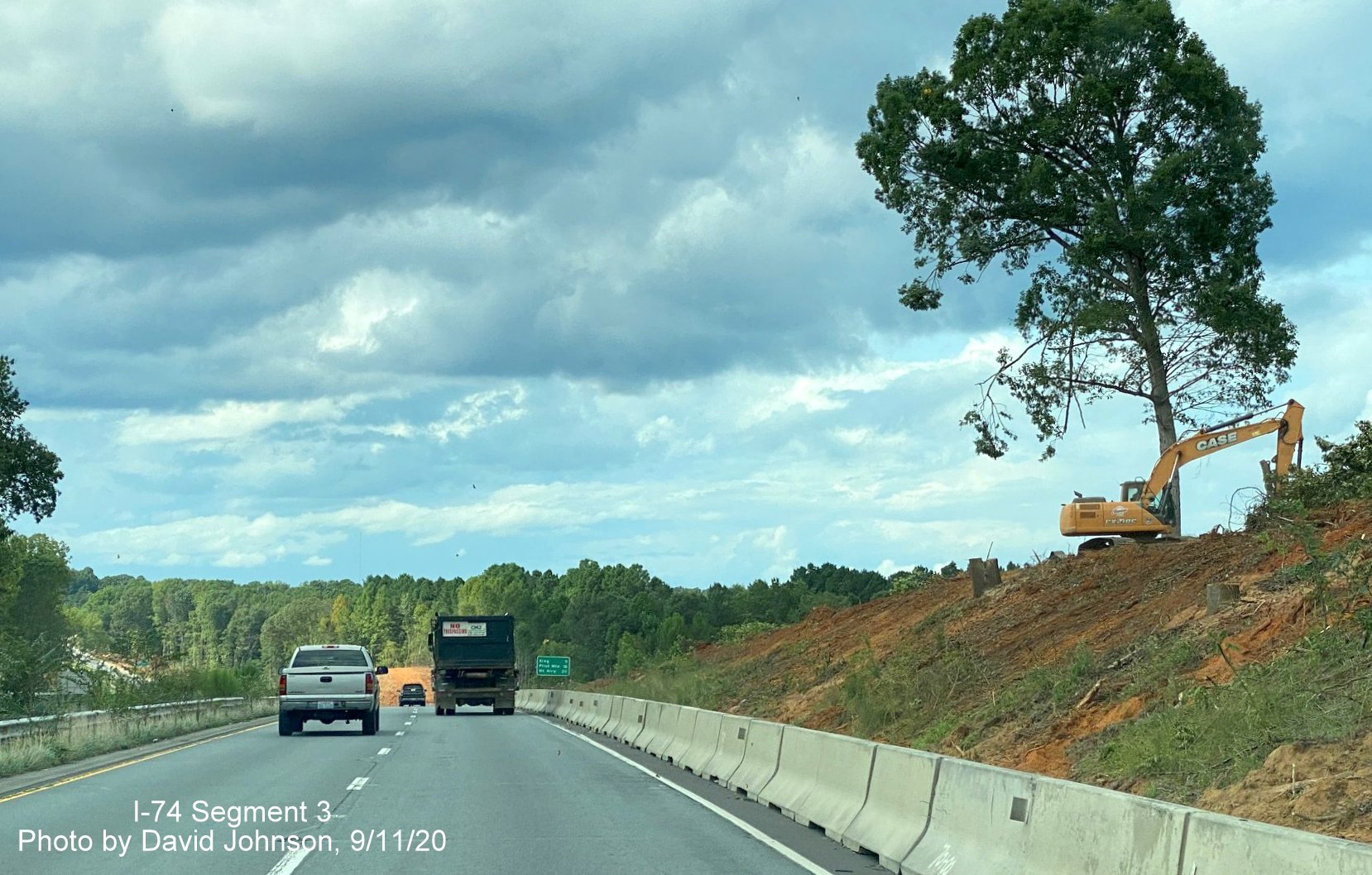 Image of widening construction along US 52 North beyond future I-74 Winston Salem Northern Beltway 
	  interchange, by David Johnson September 2020