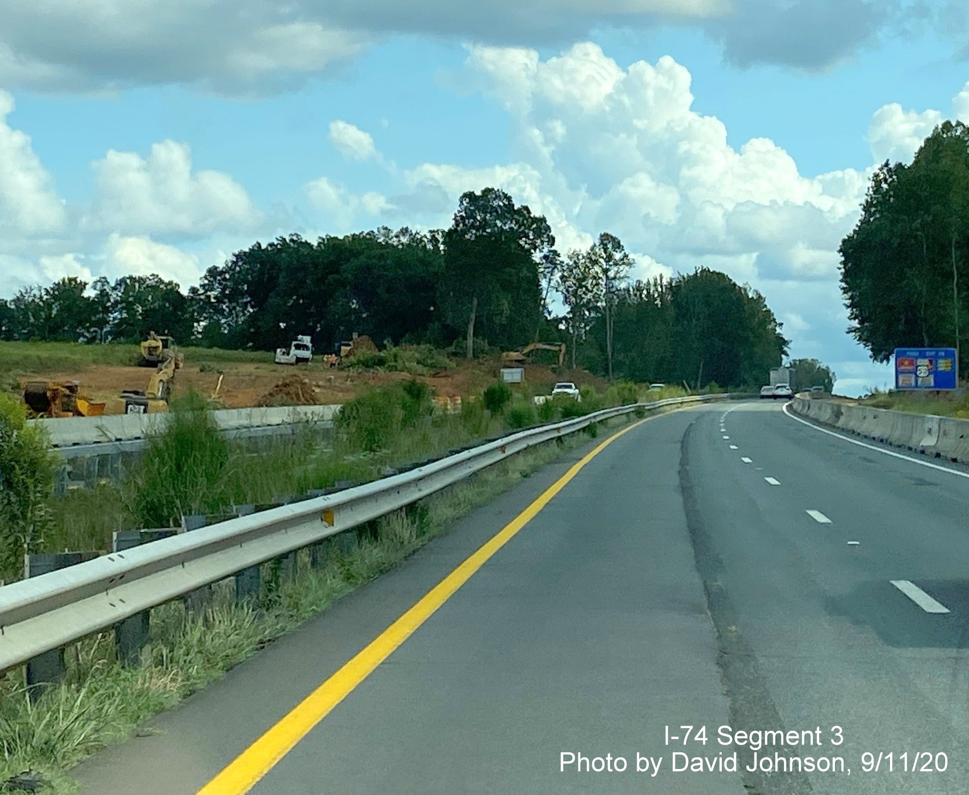 Image of widening work along US 52 Nouth as part of future I-74 Winston Salem Northern Beltway interchange 
	  construction, by David Johnson September 2020