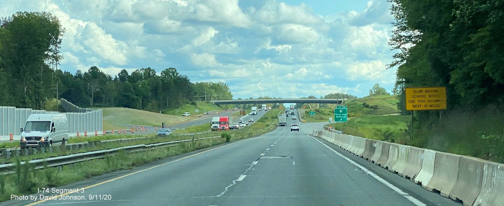 Image of widening along US 52 in advance of new ramp to NC 65 as part of future I-74 Winston Salem 
	  Northern Beltway interchange construction, by David Johnson September 2020