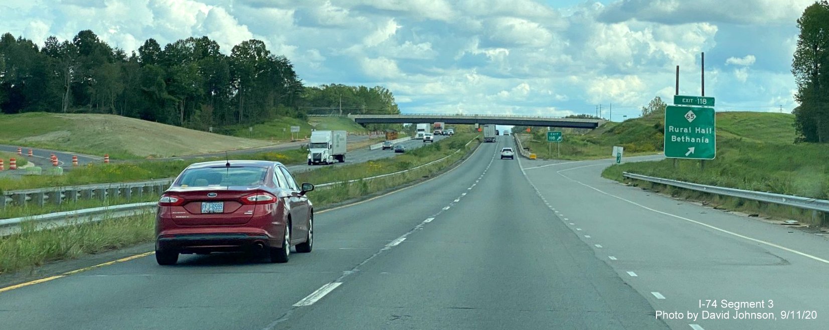 Image of widening along US 52 in advance of new ramp to NC 65 as part of future I-74 Winston Salem 
	  Northern Beltway interchange construction, by David Johnson September 2020