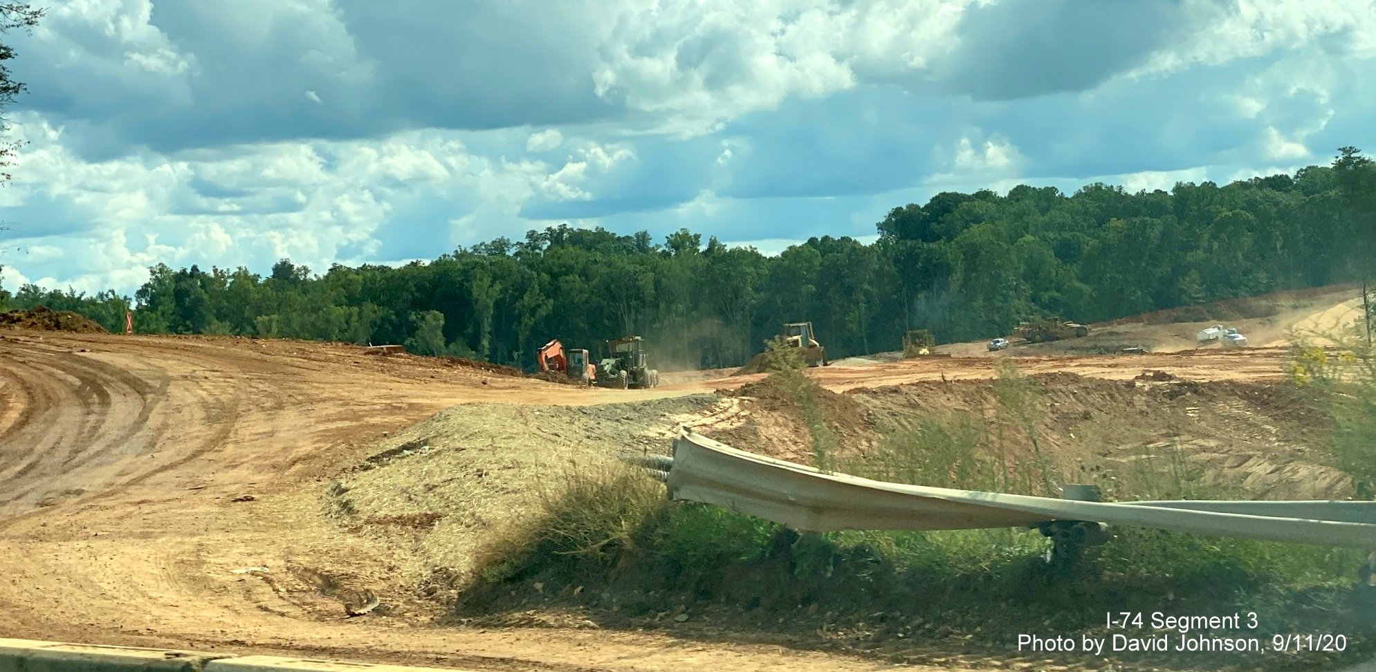 Image of site clearing and grading from US 52 South as part of future I-74 Winston Salem Northern 
	  Beltway interchange construction, by David Johnson September 2020