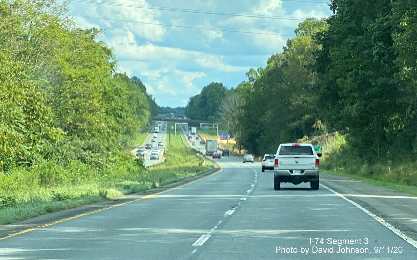 Image of future US 52 South bridge over railroad tracks being constructed, part of future I-74 Winston 
	  Salem Northern Beltway interchange construction, by David Johnson September 2020