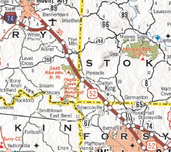 Part of NCDOT 2023-24 State Transportation Map showing 
			  I-74 Segment 3 area, July 2023