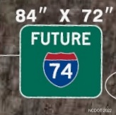 Image of plan for Future I-74 sign along US 52 in Surry, Stokes and 
	  Forsyth Counties, NCDOT August 2022 