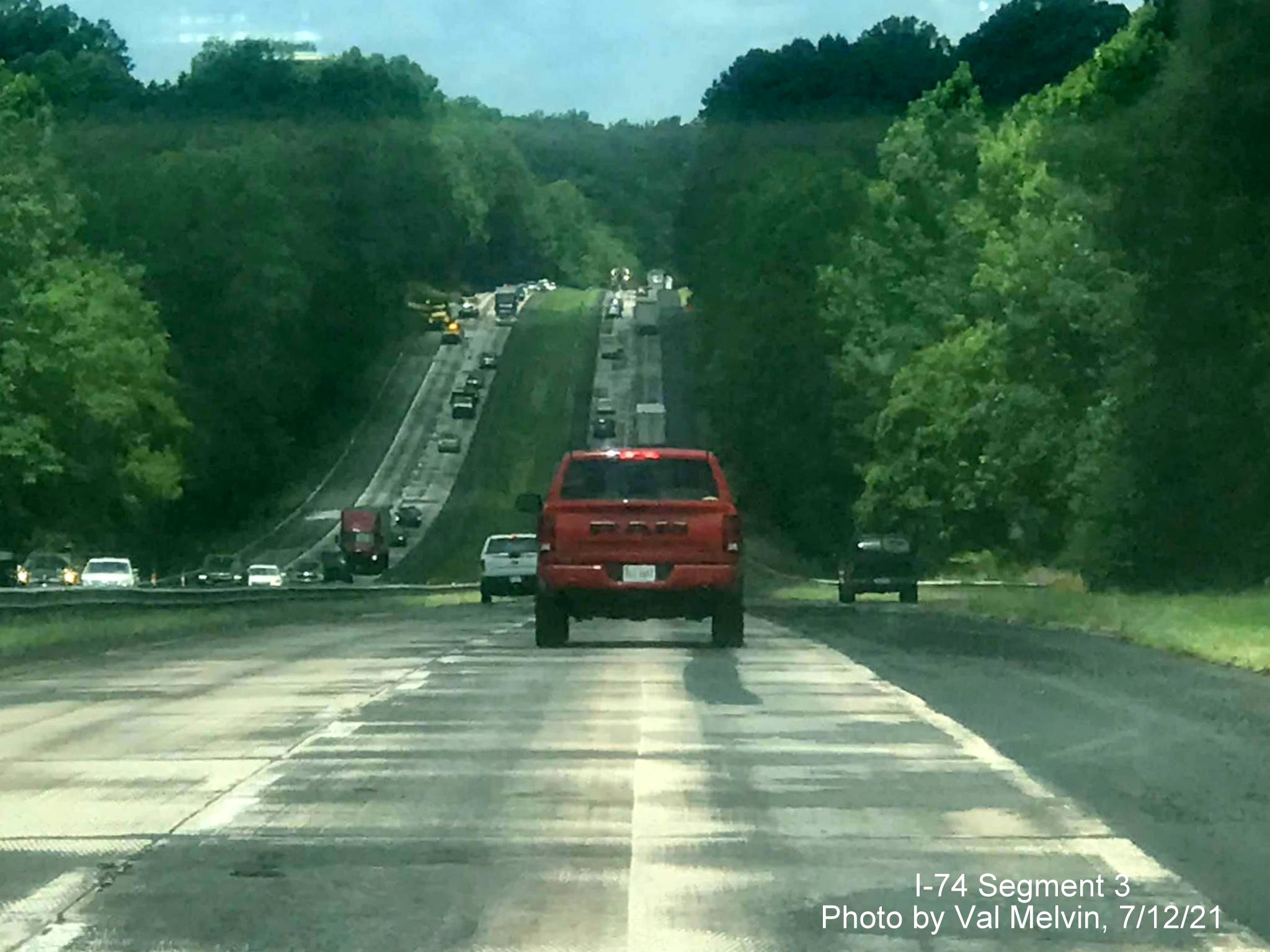 Image of newly widened shoulders on US 52 North (Future I-74 West) in Forsyth 
	  County constructed as part of the Winston-Salem Northern Beltway interchange project, by Val Melvin, July 2021