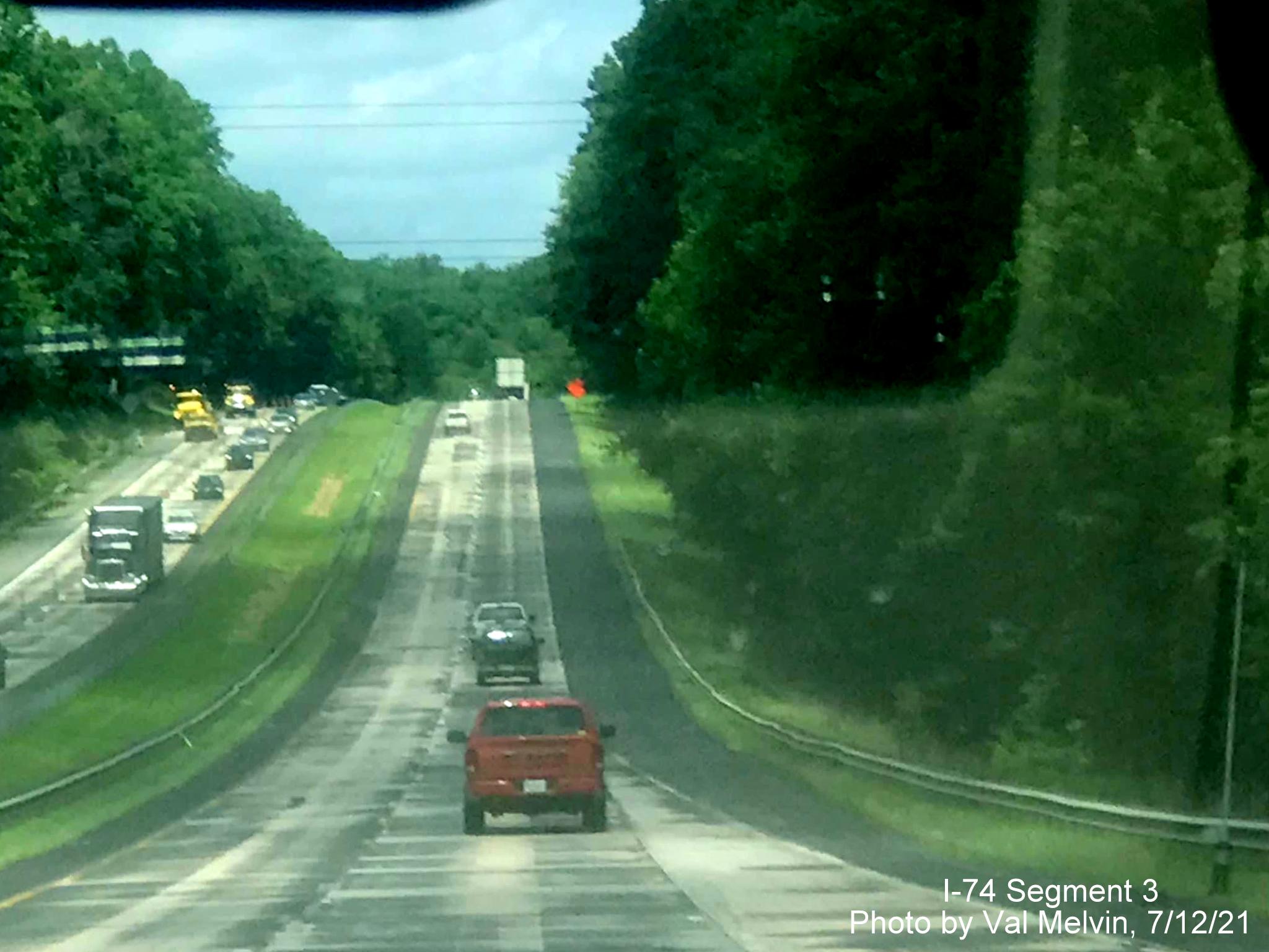 Image of newly widened shoulders on US 52 North (Future I-74 West) in Forsyth 
	  County near the Westinghouse Road exit, by Val Melvin, July 2021